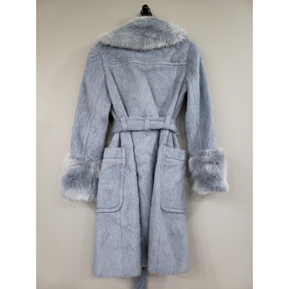 NEVER WORN 00 Kate Spade Faux Fur Baby Blue Penny Lane Coat Whimsical WONDERLUST - Picture 5 of 6